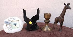 lot 50 image: MISCELLANEOUS LOT OF BRASS , CANDLEHOLDER, AND SMALL FRAME