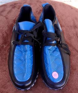 lot 153 image: POPSAP Sport Casual Shoes Black White Blue Mens Size 46 (APPROX 11.5-12) NIP