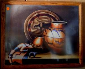 lot 159 image: POTTERY PRINT IN WOOD FRAME - UNKNOWN ARTIST