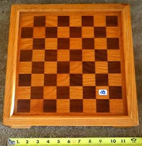 lot 182 image: VINTAGE TWO SIDED WOODEN GAME BOARD WITH CHECKERS, CHESS, BACKGAMMON & MORE