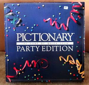 lot 183 image: VINTAGE Pictionary Party Edition The Game of Quick Draw 500 Words & Phrases Dry Erase (1989) - APPEARS UNUSED