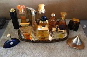 lot 210 image: Wow Amazing collection of Womens Perfumes with Vintage Mirrored Tray