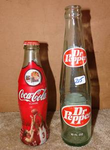 lot 215 image: VINTAGE COLLECTIBLE SOFT DRINK BOTTLES (2004 COKE HAS NEVER BEEN OPENED)