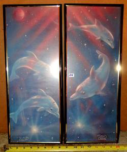 lot 216 image: PAIR OF DAVID GREENE DOLPHIN PRINTS FRAMED