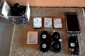 lot 238 image: ASSORTED LOT OF HARDDRIVES, PHONE AND OTHER AS SHOWN
