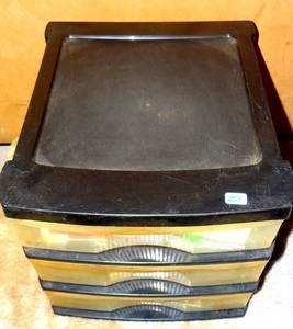 lot 251 image: PORTABLE 3 DRAWER STORAGE CONTAINER WITH CONTENTS AS SHOWN