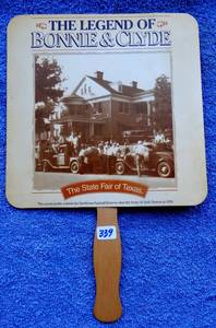 lot 339 image: RARE THE LEGEND OF BONNIE & CLYDE STATE FAIR OF TEXAS COLLECTOR FAN