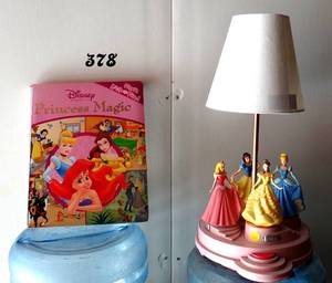 lot 378 image: Disney Musical Animated Princess Lamp BelleSnow WhiteAuroraCinderella & Princess Magic Book