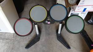 lot 382 image: XBox 360 Rock Band Wired Drum Set Drums with Stand