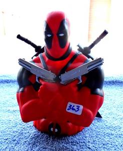 lot 363 image: DEADPOOL COIN BANK - COMPLETE WITH BOTTOM PLUG