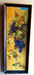 lot 8 image: L. Ferell Vintage Original Oil of Vineyard Grapes - measures 16 12 x 44