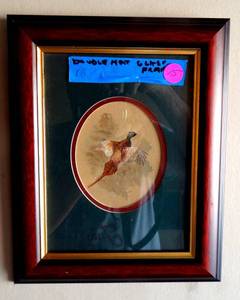 lot 15 image: Beautiful Watercolor of a Phesant in Flight - Double Matted under Glass - beautiful artwork