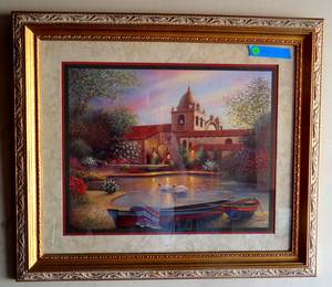 lot 22 image: JOE SAMBATARO - Beautiful Custom print double matted under glass in ornate wooden frame - GREAT COLORS