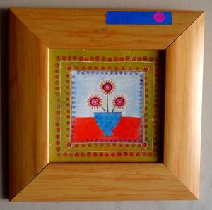 lot 27 image: Simple vase with flowers ART PRINT in 13 x 13 wood frame.