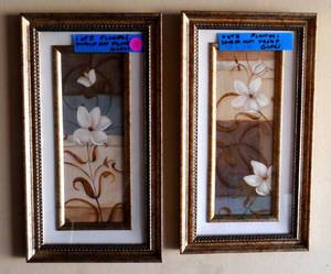 lot 28 image: Lovely Pair or Ornate Flowers double matted under glass - Each frame measures 7 12 x 13