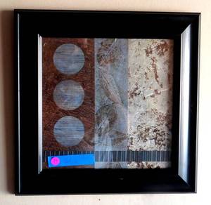 lot 29 image: ABTRACT COLLAGE BY ARTIST NORM OLSEN - MEASURES 16 X 16