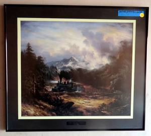 lot 50 image: THIS ONE STANDS OUT - Wild Mountain Freight by legendary D R Parker with custom nameplate - measures 22 x 25 framed