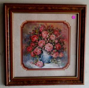 lot 72 image: Homco Home Interiors Picture Roses Roses Roses by Julia Crainer 18.5 x 18.5