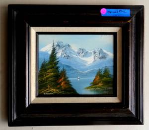 lot 73 image: Another great Original Oil Painting of winter mountains signed by R Brown