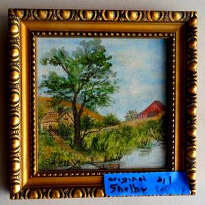 lot 86 image: Minature Oil Painting signed by Shelby - measures 7 x 8