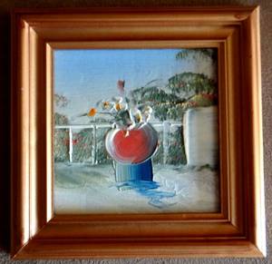 lot 87 image: Ultimate Minature Oil Painting of a peach - Measures 4 x 4