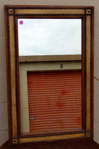 lot 88 image: Awesome Metal Tacked Wood Framed Mirror - can be hung either way