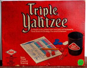 lot 97 image: AMAZING UNOPENED VINTAGE 1973 TRIPLE YAHTZEE GAME E.S. LOWE MILTON BRADLEY