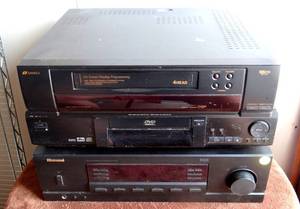 lot 108 image: Trio of Electronic Devices featuring VHS, DVD, and Stereo Receiver