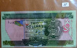 lot 11 image: Solomon Islands 2 Dollars P 18 ND (1997) UNC