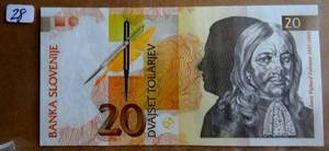 lot 28 image: Slovenia 20 Tolarjev Banknote World Paper Money UNC Currency Bill Note