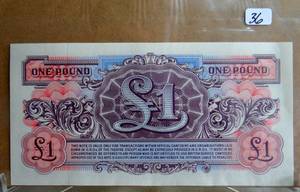 lot 36 image: British Armed Forces 1948 1 Pound Scarce Issue With Watermark UNC