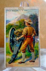 lot 40 image: Amazing 111 Year Old Card - FIELD ARTILLERY U. S ARMY 1909 RECRUIT LITTLE CIGARS T81 MILITARY SERIES DIE-CUT
