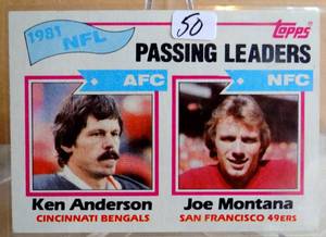 lot 50 image: 1982 TOPPS #257 PASSING LEADERS JOE MONTANA SAN FRANCISCO 49ERS (HALL OF FAMER)