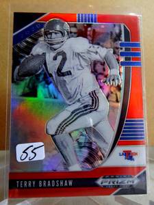 lot 55 image: Terry Bradshaw 2020 Prizm Draft Picks Red #92 LA Tech Steelers FB1