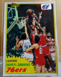 lot 58 image: CHOCOLATE THUNDER - Topps 1981 Darryl Dawkins #29 Philadelphia 76ers
