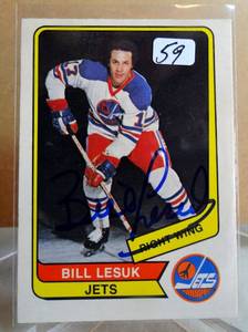 lot 59 image: AUTOGRAPHED - Bill Lesuk Autographed Signed 1976-77 WHA O-Pee-Chee Card #121 Jets