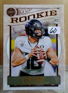 lot 60 image: HOT - ROOKIE OF YEAR - 2020 Panini Legacy Football Justin Herbert Rookie Card Oregon Chargers RC