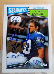 lot 66 image: AUTOGRAPHED - RARE Seatle Seahawks Steve Largent Signed 1987 Topps Autograph Card
