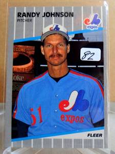 lot 82 image: ROOKIE - 1989 FLEER #381 Randy Johnson RC ROOKIE CARD - Seattle Mariners - NEAR MINT