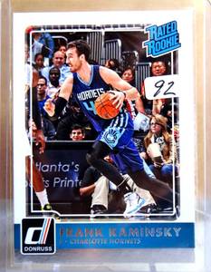 lot 92 image: ROOKIE - FRANK KAMINSKY (RC) #241 2015 DONRUSS RATED ROOKIE BASKETBALL CARD