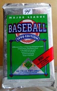 lot 99 image: Ken Griffey 1990 UPPER DECK BASEBALL WAX PACK UNSEARCHED FROM SEALED CASE MANY ROOKIES STARS