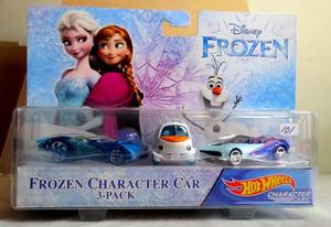 lot 101 image: NEW Hot Wheels Disney Frozen Character Cars Elsa, Anna and Olaf 3-Pack - $20 ebay