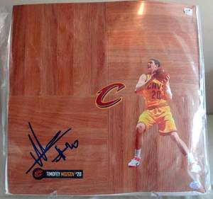 lot 159 image: AUTOGRAPHED - Timofey Mozgov Cavaliers Signed Autographed Vinyl Floorboard 12 x 12 SGC COA