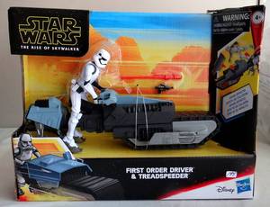 lot 195 image: HASBRO STAR WARS GALAXY OF ADVENTURES FIRST ORDER DRIVER & TREADSPEEDER VEHICLE ($20)