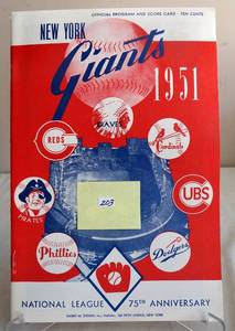 lot 203 image: 1951 New York Giants National League 75th Anniversary Program