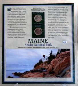 lot 212 image: MAINE - Statehood Quarters Collection Postal Commerative Society Coins and Stamps UNC