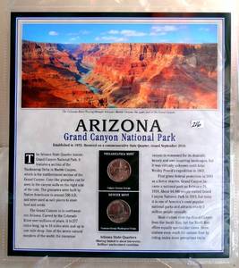 lot 216 image: ARIZONA - Statehood Quarters Collection Postal Commerative Society Coins and Stamps UNC