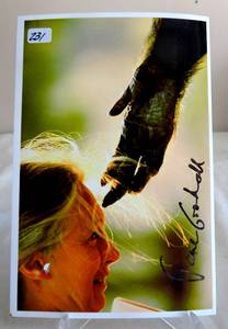lot 231 image: AUTOGRAPED - Jane Goodall, Primatologist, Chimpanzee Expert, Signed 6 x 4 Color Photo.