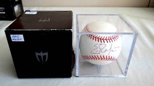 lot 244 image: AUTOGRAPHED - ERIC MILTON SIGNED AUTOGRAPHED OAL BASEBALL Twins, Phillies, Reds, Dodgers in protective display case