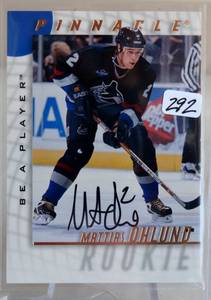 lot 292 image: AUTOGRAPHED - Mattias Ohlund 97-98 Pinnacle Be A Player Autograph Signature